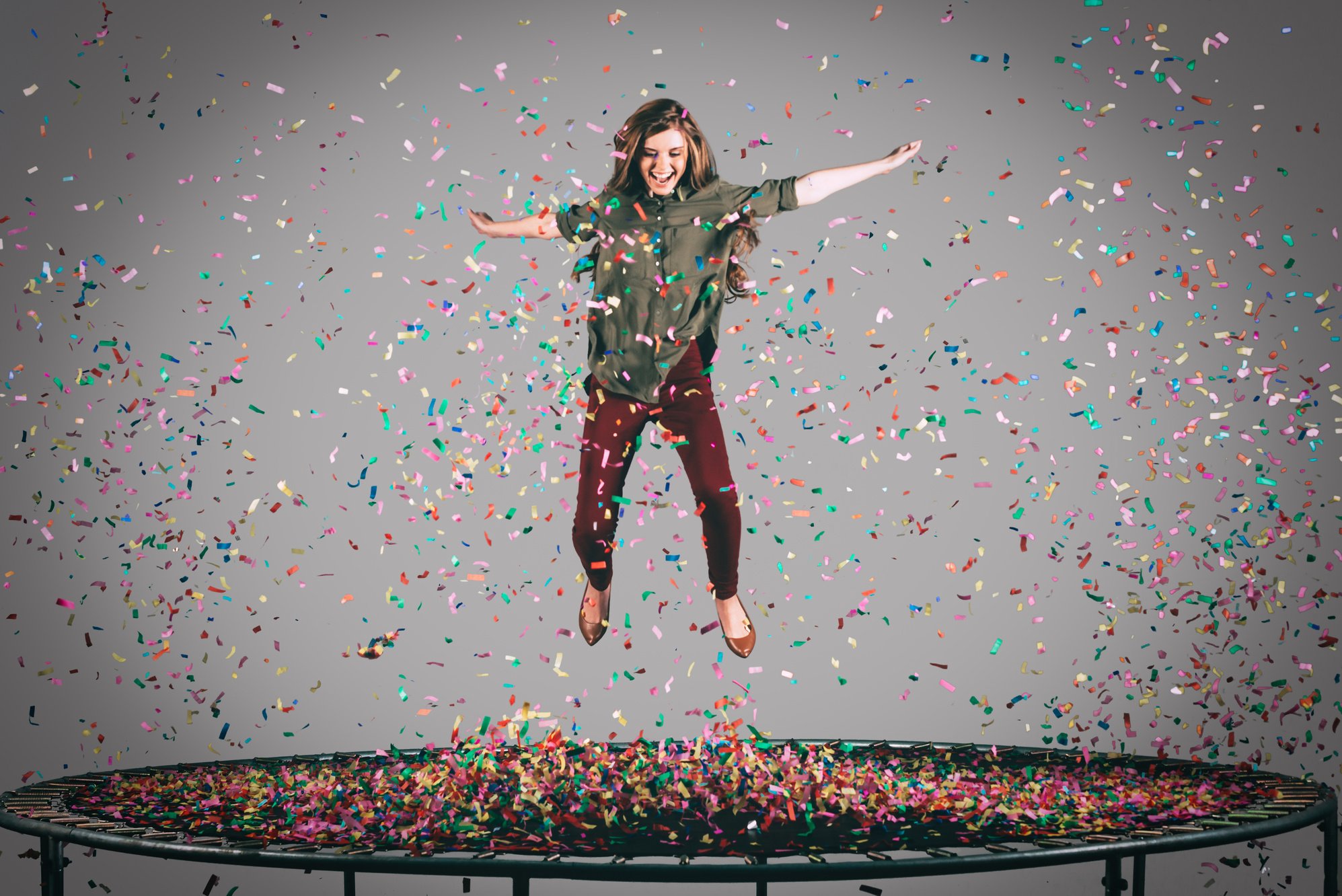 Beauty on trampoline.